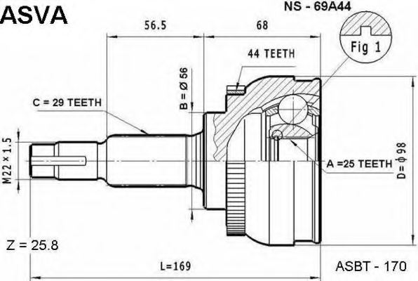 ASVA NS-69A44 Joint Kit, drive shaft